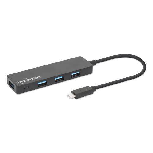 Manhattan  hub & concentrateur USB 3.2 Gen 1 (3.1 Gen 1) Type-C 5000 Mbit/s Noir - 164924