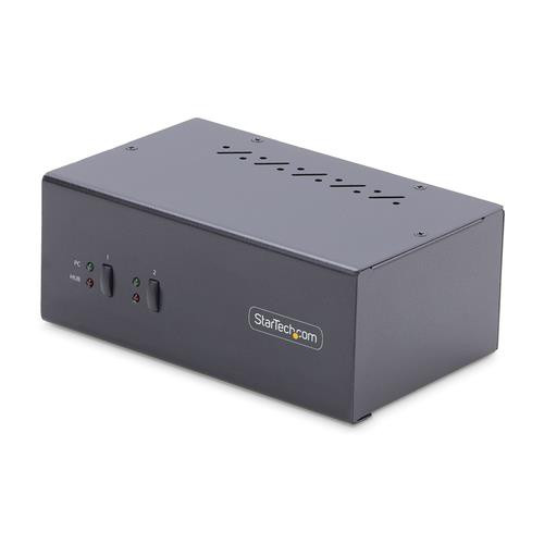 StarTech.com Switch KVM 2 Ports pour Deux Moniteurs, 4K60Hz, 2 Ports USB 5Gbps, 2 Ports USB 2.0 HID - Commutateur KVM DisplayPort avec Commutation par Touches, Conforme TAA - Protection ESD Niveau 3 - P2DD46A2-KVM-SWITCH