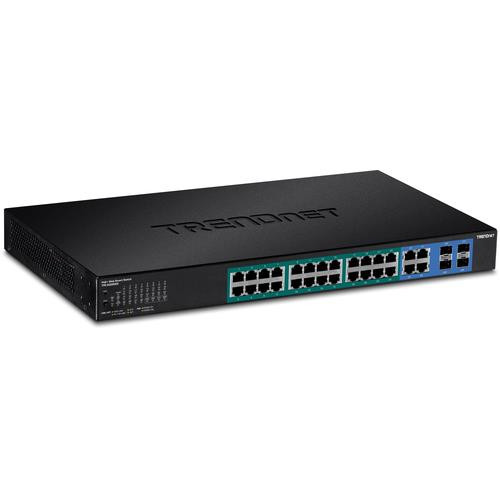 Trendnet  commutateur réseau Géré Gigabit Ethernet (10/100/1000) Connexion Ethernet, supportant l'alimentation via ce port (PoE) 1U Noir - TPE-5028WS