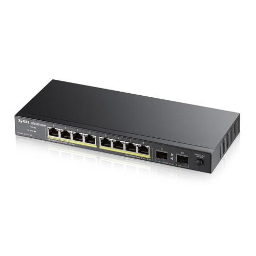 Zyxel  commutateur réseau Non-géré Gigabit Ethernet (10/100/1000) Connexion Ethernet, supportant l'alimentation via ce port (PoE) 1U Noir - GS1100-10HP