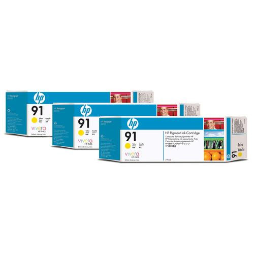 HP 91 3-pack 775-ml Yellow DesignJet Pigment Ink Cartridges tête d’impression A jet d'encre thermique - C9485A