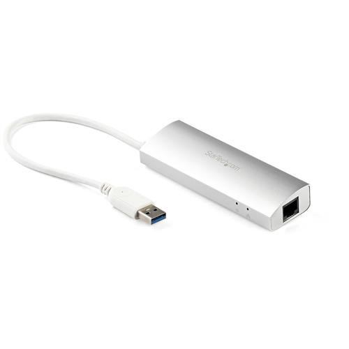 StarTech.com Hub USB à 3 Ports avec Ethernet, USB-A, Gigabit Ethernet/GbE, USB 5Gbps, Design Robuste, Alimentation par Bus, Hub USB 3.0 Portable pour Ordinateur Portable - ST3300G3UA