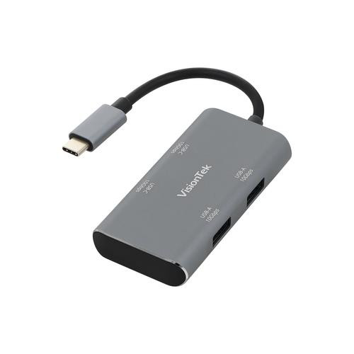 VisionTek  hub & concentrateur USB 3.2 Gen 2 (3.1 Gen 2) Type-C 10000 Mbit/s Noir, Gris - 901539
