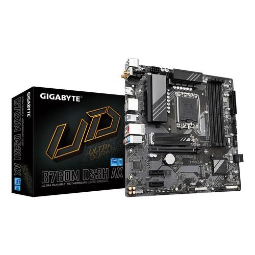 GIGABYTE  Carte Mère - Compatible avec les processeurs Intel Core 14e génération, VRM numérique 6+2+1 phases, jusqu'à 7600MHz DDR5 (OC), 2x PCIe 4.0 M.2, Wi-Fi 6E, LAN 2.5GbE, USB 3.2 Gen 2 - B760M DS3H AX GIGABYTE  Carte Mère - Compatible avec les processeurs Intel Core 14e génération, VRM numérique 6+2+1 phases, jusqu'à 7600MHz DDR5 (OC), 2x PCIe 4.0 M.2, Wi-Fi 6E, LAN 2.5GbE, USB 3.2 Gen 2 - B760M DS3H AX