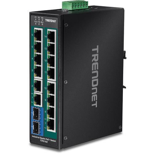 Trendnet  commutateur réseau Non-géré Gigabit Ethernet (10/100/1000) Connexion Ethernet, supportant l'alimentation via ce port (PoE) Noir - TI-PG162