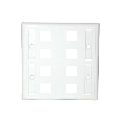 C2G 8-Port Multimedia Keystone Wall Plate - White Blanc - 03415