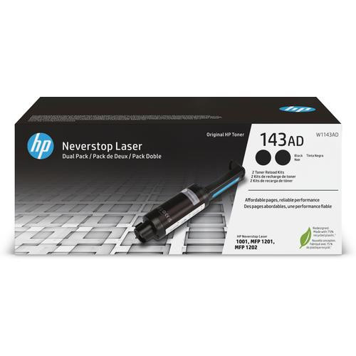 HP Kit de recharge de toner noir Neverstop authentique 143AD (double pack) - W1143AD