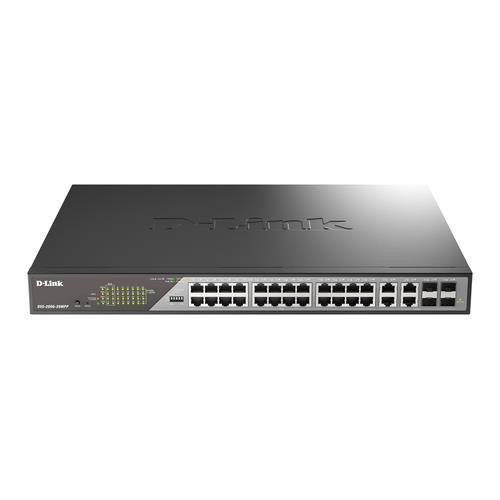 D-Link  commutateur réseau Géré L2 Gigabit Ethernet (10/100/1000) Connexion Ethernet, supportant l'alimentation via ce port (PoE) 1U Gris - DSS-200G-28MP