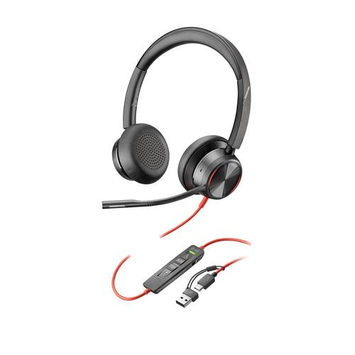 HP Poly Micro-casque Poly Blackwire 8225 stéréo USB-C + adaptateur USB-C/A - 8X223AA