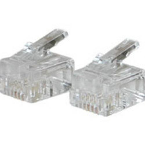 C2G RJ11 6x4 Modular Plug for Round Solid Cable 25pk RJ-11 Transparent - 27561