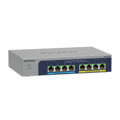 NETGEAR MS108UP Non-géré 2.5G Ethernet (100/1000/2500) Connexion Ethernet, supportant l'alimentation via ce port (PoE) - MS108UP-100NAS