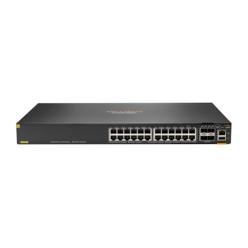 HPE Aruba Networking Aruba 6300F 24-port 1GbE Class 4 PoE & 4-port SFP56 Géré L3 Gigabit Ethernet (10/100/1000) Connexion Ethernet, supportant l'alimentation via ce port (PoE) 1U Gris - JL666A#ABA
