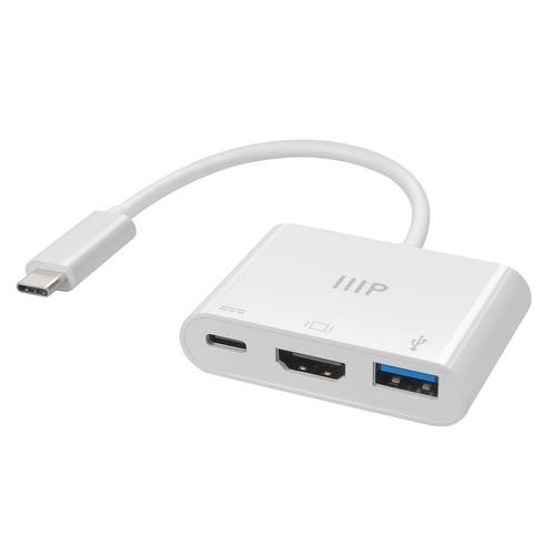Monoprice 3-in-1 USB-C to HDMI Avec fil USB 3.2 Gen 1 (3.1 Gen 1) Type-C Blanc - 43788