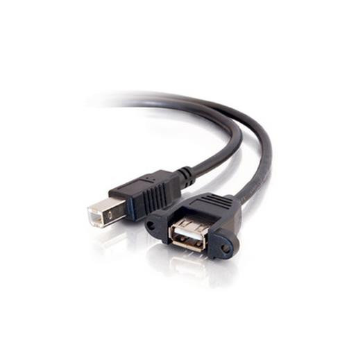 C2G 1ft USB 2.0 A Female to B Male Panel Mount Cable câble USB 0,3 m USB A USB B Noir - 28066