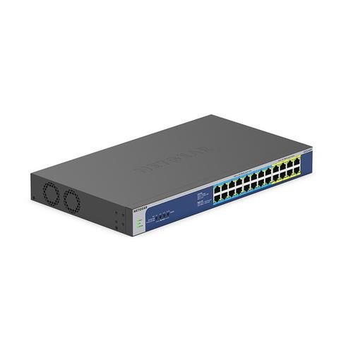 NETGEAR GS524UP Non-géré Gigabit Ethernet (10/100/1000) Connexion Ethernet, supportant l'alimentation via ce port (PoE) 1U Gris - GS524UP-100NAS