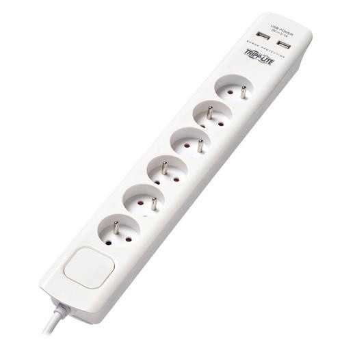 Tripp Lite  protection surtension Blanc 6 sortie(s) CA 230 V 1,83 m - TLP6F18USB