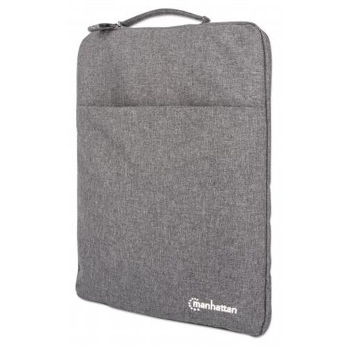 Manhattan Housse Seattle pour ordinateur portable 15,6", grise, rembourrée, intérieur ultra doux, compartiment principal à double zip, poche avant zippée, boucle de transport, résistante à l’eau, garantie 3 ans - 439817