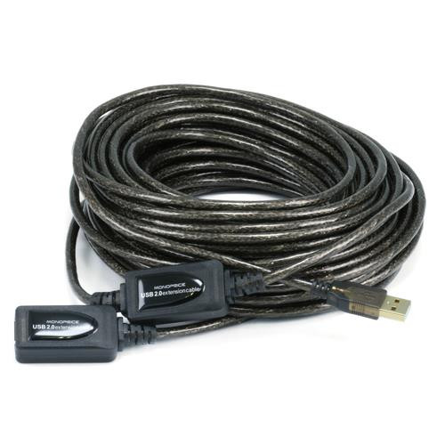Monoprice USB 2.0/USB 2.0, M/F, 19.812 m câble USB 19,812 m USB A Noir - 7533