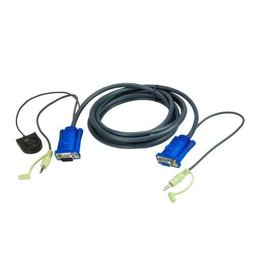 ATEN  câble vidéo et adaptateur 3 m VGA (D-Sub) + 3,5 mm Noir - 2L-5203B