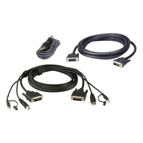 ATEN Kit de câbles KVM sécurisé deux affichages DVI-D Dual Link USB 3 M - 2L-7D03UDX5