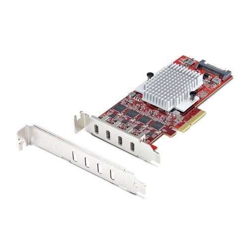 StarTech.com Carte PCIe USB-C 4 Ports, USB 3.2 10 Gbit/s, Carte d'Extension PCI Express USB-C, 4 Contrôleurs USB Indépendants, Carte PCIe USB Type-C, Windows/Linux/macOS, Conforme TAA - P10Q4C-USB-CARD-LP