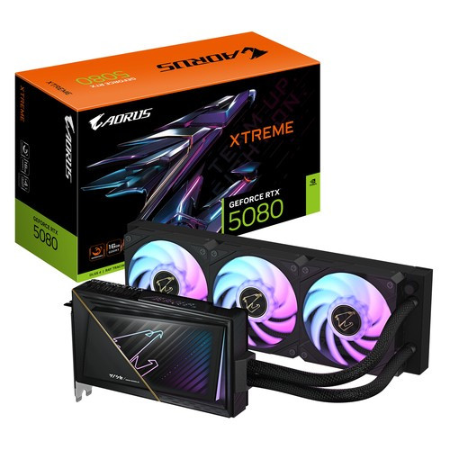 GIGABYTE AORUS GeForce RTX 5080 XTREME WATERFORCE 16G Carte Graphique - 16 Go GDDR7, 256 bits, PCI-E 5.0, 2805MHz Core Clock, 3 x DP 2.1a, 1 x HDMI 2.1b, NVIDIA DLSS 4, - GV-N5080AORUSX W-16GD