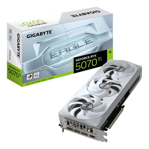 GIGABYTE GeForce RTX 5070 Ti EAGLE OC ICE SFF 16G Carte Graphique - 16 Go GDDR7, 256 bits, PCI-E 5.0, 2542 MHz Core Clock, 3 x DP 2.1a, 1 x HDMI 2.1b, NVIDIA DLSS 4, - GV-N507TEAGLEOC ICE-16GD