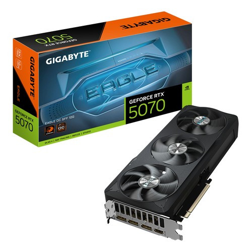 GIGABYTE GeForce RTX 5070 EAGLE OC SFF 12G Carte Graphique - 12 Go GDDR7, 192 bits, PCI-E 5.0, 2587 MHz Core Clock, 3 x DP 2.1b, 1 x HDMI 2.1b, NVIDIA DLSS 4, - GV-N5070EAGLE OC-12GD