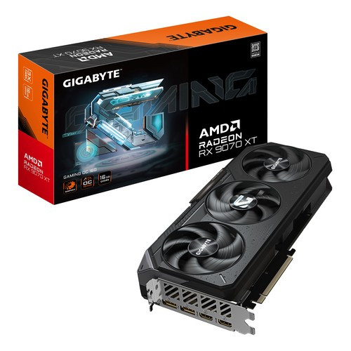 GIGABYTE Radeon RX 9070 XT GAMING OC 16G Carte Graphique - 16 Go GDDR6, 256 bits, PCI-E 5.0, 3060 MHz Fréquence du Cœur, 2 x DisplayPort, 2 x HDMI, - GV-R9070XTGAMING OC-16GD