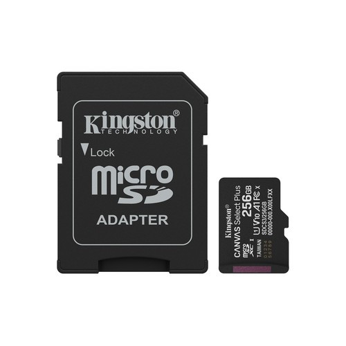 Kingston Technology 256GB microSDXC Canvas Select Plus Gen3 150MB/s A1 (Adaptateur SD inclus) - SDCS3/256GB