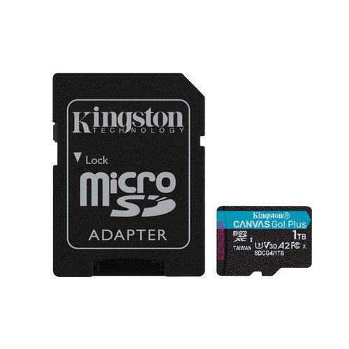 Kingston Technology Carte microSDXC Canvas Go Plus Gen4 200 Mo/s A2 U3 V30 1 To + adaptateur - SDCG4/1TB