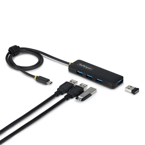 StarTech.com Hub USB-C à 4 Ports, 5 Gbps, Alimenté par Bus, Mini-Hub USB-C vers 4x USB-A, Câble Hôte Extra Long de 61 cm, Plastique PCR, Hub USB Portable pour Ordinateur de Bureau/Portable - H5C4A-USB-HUB-2