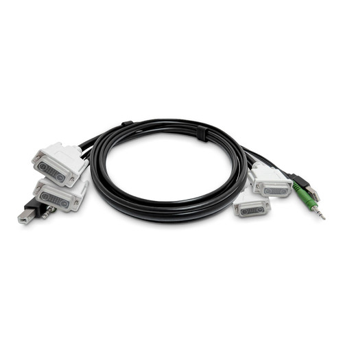 StarTech.com Câble KVM Double DVI de 3 m, USB 2.0, Audio 3,5 mm, Câble Combiné Universellement Compatible pour Switch KVM, Conforme TAA - SK2DVMMKVM10-TAA