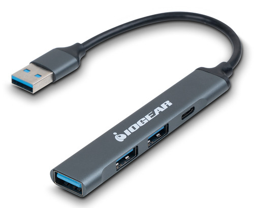 iogear  hub & concentrateur USB 3.2 Gen 1 (3.1 Gen 1) Type-A 5000 Mbit/s Gris - GUH304C