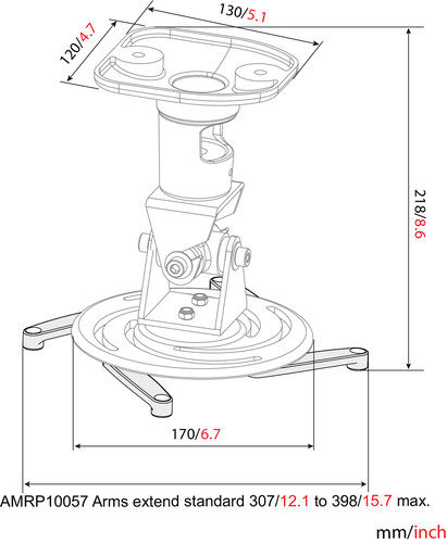 Amer Networks AMRP10057B – Accessoire de montage de projecteur Colonne d’extension Noir