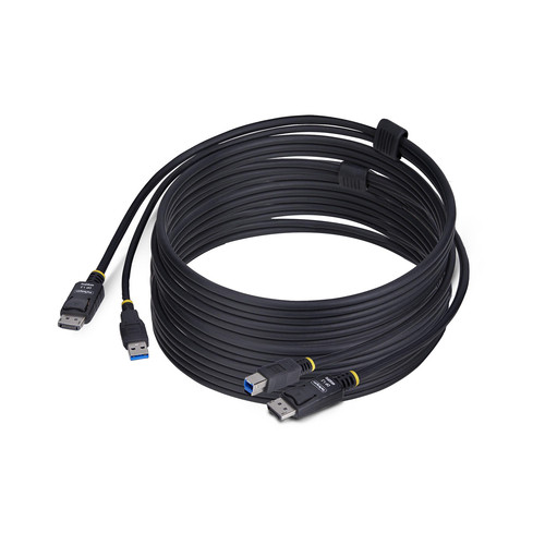 StarTech.com Câble KVM DisplayPort de 3m et USB 5Gbps, 4K 60Hz, Câble Combo à Compatibilité Universelle DP 1.2 et USB pour Commutateurs/Switchs KVM - DU12210-KVM-CABLE