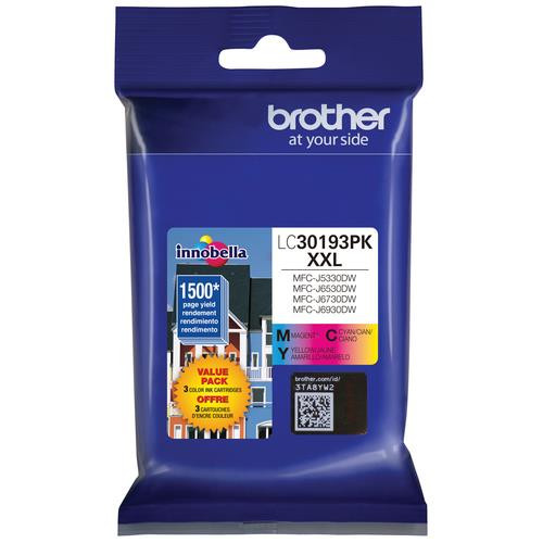 Brother  cartouche d'encre 3 pièce(s) Original Rendement extra (super) élevé Cyan, Magenta, Jaune - LC30193PKS