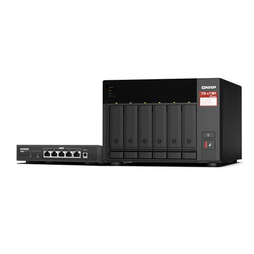 QNAP TS-673A-SW5T NAS Tower Ryzen Embedded V1500B 8 Go DDR4 0 To QNAP QTS Noir - TS-673A-SW5T-US