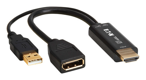 Tripp Lite P130-06N-DP-4K6 – Câble vidéo et adaptateur 0,254 m HDMI Type A (Standard) DisplayPort + USB Type-A Noir