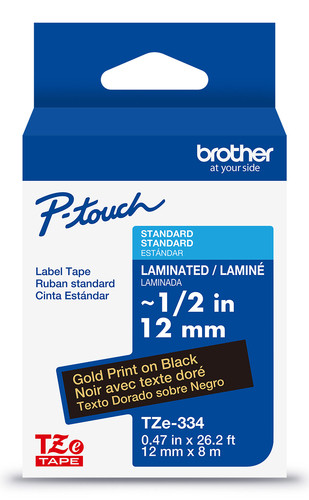 Brother  ruban d'étiquette Or sur noir TZe - TZE334G