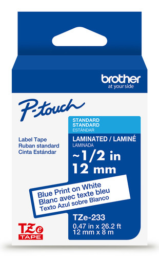 Brother  ruban d'étiquette Bleu sur blanc TZe - TZE233G