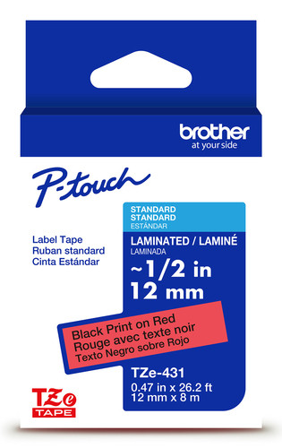 Brother  ruban d'étiquette Noir sur rouge TZe - TZE431G
