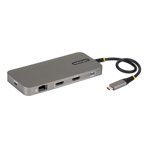 StarTech.com Hub Multiport USB4, Double HDMI 4K Sans Pilote pour macOS et Windows, Charge Power Delivery 140W, Hub 3 Ports 10Gbps, Ethernet Gigabit, Mini Dock - 318B-USB4MULTIPORT