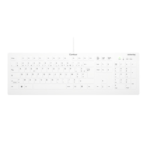 Contour Design Active Key Contour QuickClean Clavier Médical IP68 Full-Size Filaire Blanc C8112 - AK-C8112-US-W/FR