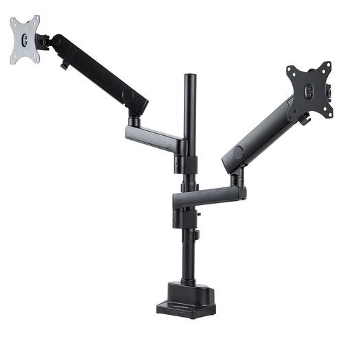 StarTech.com Support Double Écran PC - Bras Double Moniteur VESA - 32" 8kg - Empilables Verticalement - Porte 2 Écrans Hauteur Réglable/Articulé - Fixation Pince/œillet - ARMDUALPIVOT