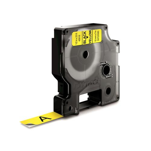 DYMO D1 - Standard Étiquettes - Noir sur jaune - 12mm x 7m - S0720580