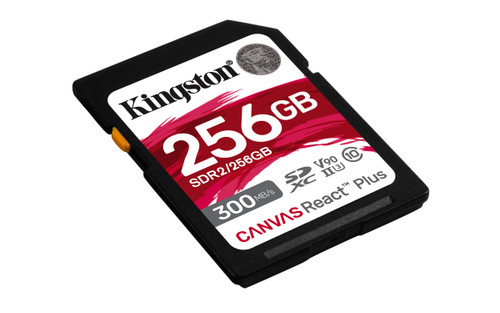 Kingston Technology 256GB Canvas React Plus SDXC UHS-II 300R/260W U3 V90 for Full HD/4K/8K - SDR2/256GB