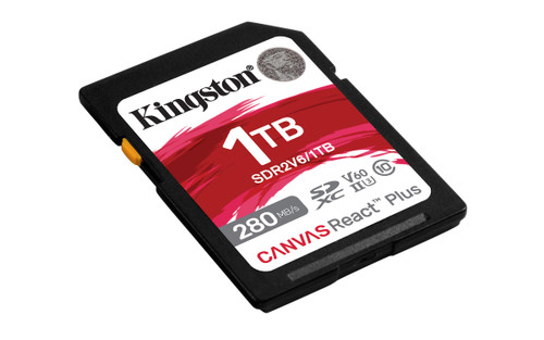 Kingston Technology 1TB Canvas React Plus SDXC UHS-II 280R/150W U3 V60 for Full HD/4K - SDR2V6/1TB