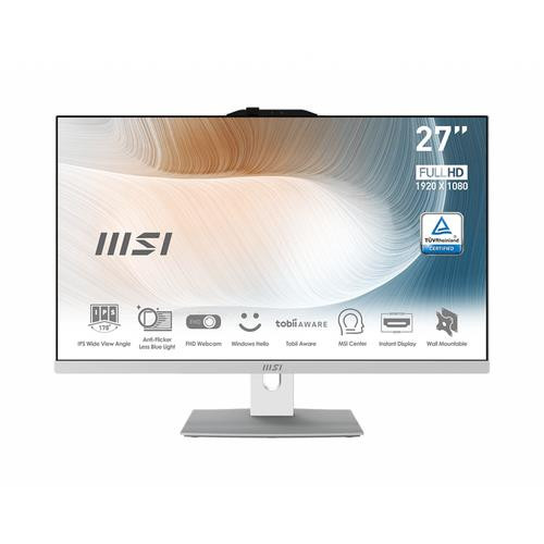 MSI Modern AM272P 12M-028US Intel® Core™ i7 i7-1260P 68,6 cm (27") 1920 x 1080 pixels PC All-in-One 16 Go DDR4-SDRAM 512 Go SSD Windows 11 Home Wi-Fi 6 (802.11ax) Blanc - MODERN AM272P 12M-028US