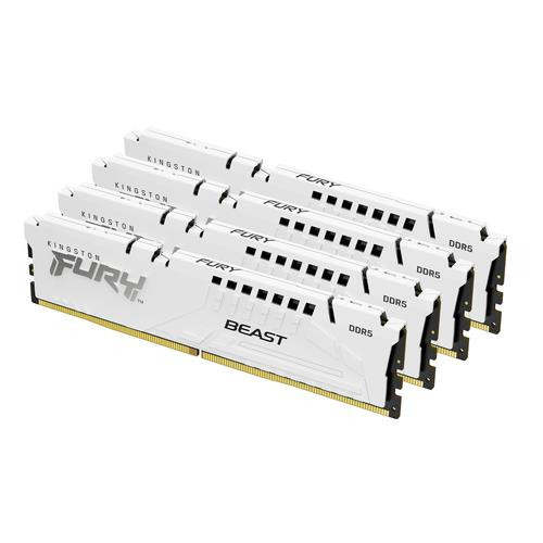 Kingston Technology FURY Beast 128 Go 5600 MT/s DDR5 CL40 DIMM (Kits de 4) White XMP - KF556C40BWK4-128